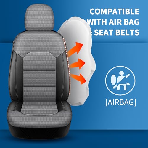 Image of HChengkikz Front Car Seat Covers, Air Mesh, Breathable (Black + Gray)
