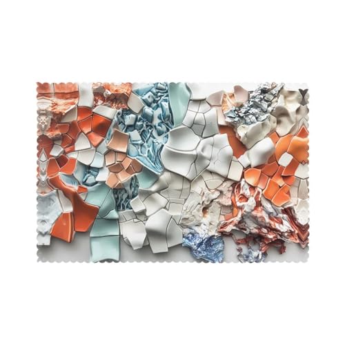 WZYWHJ Juego de 6 manteles individuales de cerámica con estampado de fragmentos de píxeles, resistentes al calor, antideslizantes, resistentes a las manchas, fáciles de limpiar, para decoración de