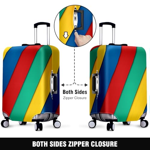 Elastic Luggage Cover Stretch-Fit Suitcase Protector Secure beautiful Sleeve for Big Luggage Easy Zip Handle Access Stylish Travel Accessory for Enhanced Luggage Protection Stripe2