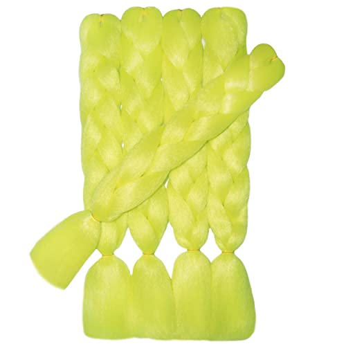 Itsuhair Yellow Braiding Hair Neon Kanekalon Jumbo Braiding Hair Knotless 24Inch 5Pcs Florescent Synthetic Hair Glow In The Dark Braiding Hair #TOP4