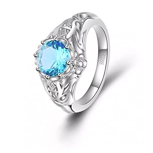 Bague aigue-marine naturelle argent 925 anti-ternissement