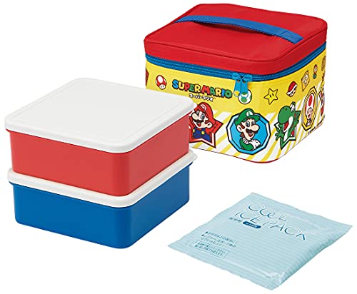 Skater KCPC2-A Super Mario 21 Lunch Box with Cooler Bag, Made in Japan, 8.5 fl oz (2,240 ml)