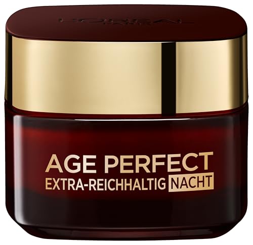 L’Oréal Paris Nachtpflege für Frauen: für intensive Pflege und Milderung von Knitterfalten über Nacht mit Manuka Honig und Calcium, Age Perfect Extra Reichhaltigkeit1x 50ml