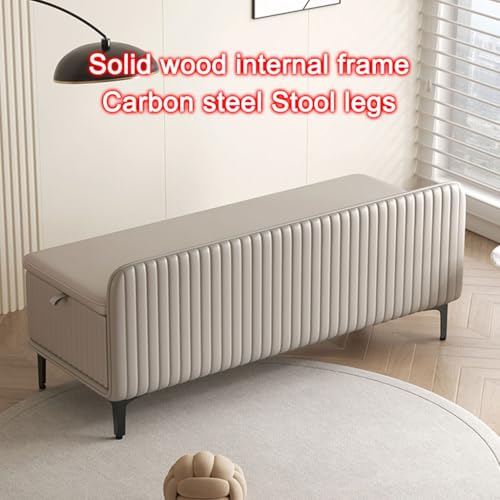 Long repose-pieds gris coffre pour optimiser le rangement de votre chambre - 6