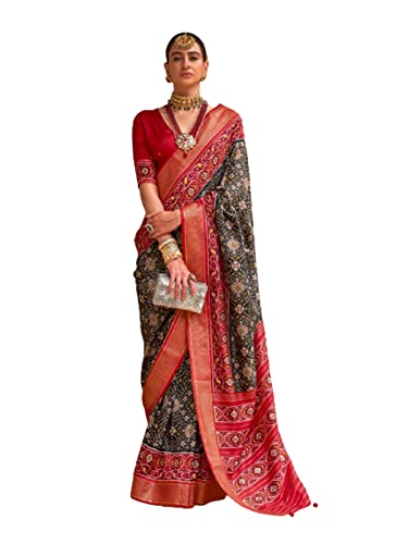 Sari traditionnel en soie noire pour mariages et cérémonies