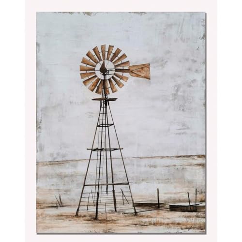 Toile rustique moderne de moulin à vent 70x90cm pour décoration murale