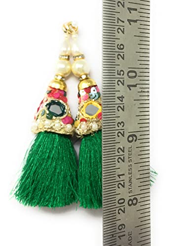 Image of Set of 2 Blouse Latkan (Gray, Gold, Black, Silver, Copper, 12cm Long) (Golden)