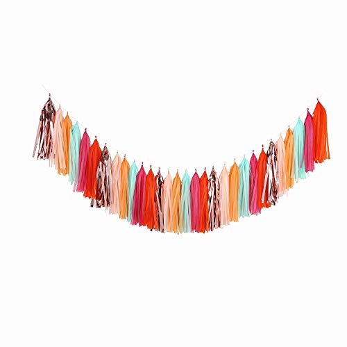 Fonder Mols Decorações de festa havaianas, lenço de papel borlas guirlanda de estamparia kit faça vo