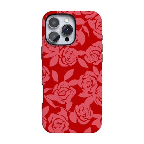 Casely iPhone 16 Pro Max Case | Final Rose | Red & Pink Floral | Bold Protective Design | MagSafe Compatible Design