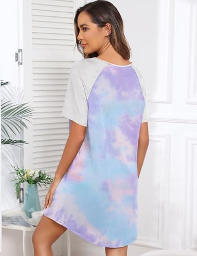 Image of Ekouaer Sleep Shirts for Women Short Sleeve Night Shirts for Sleeping Pullover Nightgown Soft Nightdress S-XXXL