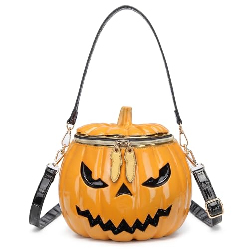 Image of Men and Women PVC Pumpkin Shaped Crossbody Shoulder Bag Handbag Halloween Pumpkin Purse