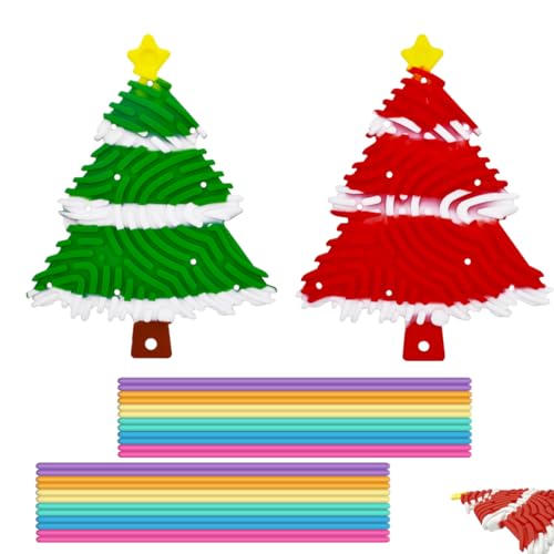 2pcs Sensory Activity Board Scheda di attività Sensoriale Silicone Fidget Toy a Doppio Lato Giocattolo Calmante in Silicone con 22 Corde per Stress Ansia Lenire (Verde e Rosso)