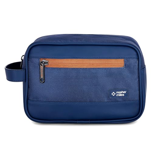 Image of Nasher Miles Stash Toiletry Kit | Cosmetic Bag | PU & Polyester | Travel Pouch Organizer | Multipurpose Storage Compartments & Carry Handle | Travel Accessory for Men & Women (Navy Blue)