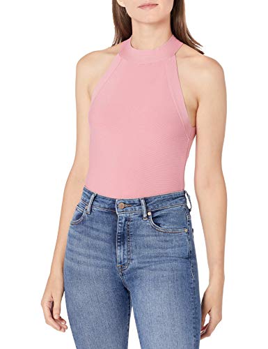 BCBGMAXAZRIA Women's Halter Sleeveless Sweater, Pink Rose, L