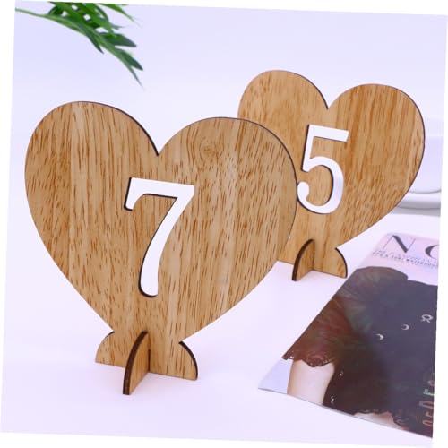 Numéros de table bois support cœur porte-nom réception mariage pas cher - 5