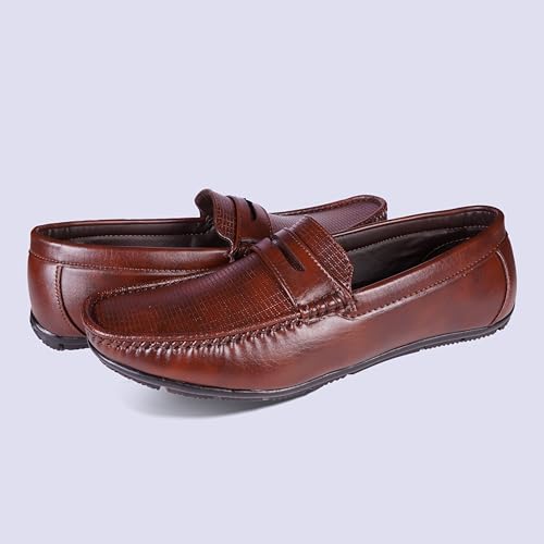 Image of Liberty Men's Leather Loafers Formal Shoes | Stylish Fashionable Slip-On Moccasins | Ideal for Business, Casual, Parties (Available Size in 6 to 10 UK, Black /Brown)
