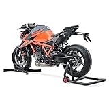 Aus Aluminium, daher leicht trotz üppiger Dimensionen. Motorradheber inklusive Aufnahme-Adapter aus Aluminium (kugelgelagerter Bolzen) für die aufgeführten Modelle