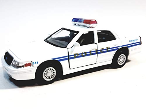 Kinsmart Ford Crown Victoria White & Blue Training Police Dept Squad Car 142 O Scale Diecast Interceptor, Small