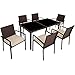 TecTake 800663 Poly Rattan Gartenmöbel Gartengarnitur Essgruppe 6 Stühle & 1 Tisch, leicht und strapazierfähig, mit Edelstahlschrauben - Diverse Farben (Braun | Nr. 403028)