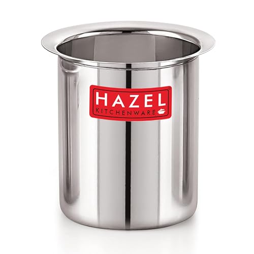 Image of HAZEL Steel Milk Pot Without Lid Set of 2 | 880 ml & 1250 ml Stainless Steel Milk Boiler Container | Milk Boiling Vessel Gunj for Kitchen, 2 Pc Set