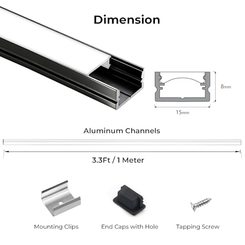 Image of VST 20pack 3.3ft LED Channel, U Shape Led Diffuser Channel, LED Aluminum Channel System with Milky Cover, End Caps and Mounting Clips, Aluminum Profile for LED Strip Light Very Easy Installation