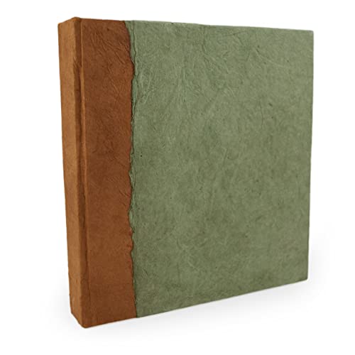 Kathmandu Valley Co. Nepali Namaste Writing, Prayer, Yoga, Gratitude, Meditation Journal with Handmade Vintage Lokta Paper & Vegetable-Dyed Hardcover, Made in the Himalayas of Nepal, 6x6 inches, Sage