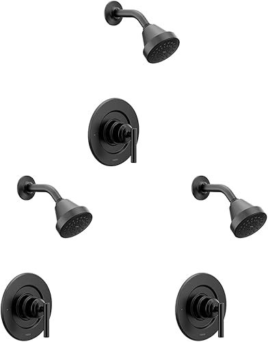 Miniatura 7 de Moen Gibson Negro Mate Eco-Performance Moderno Acabado de Ducha con Cabezal de Ducha de Baño y Manija de Palanca, Requiere Válvula Posi-Temp,