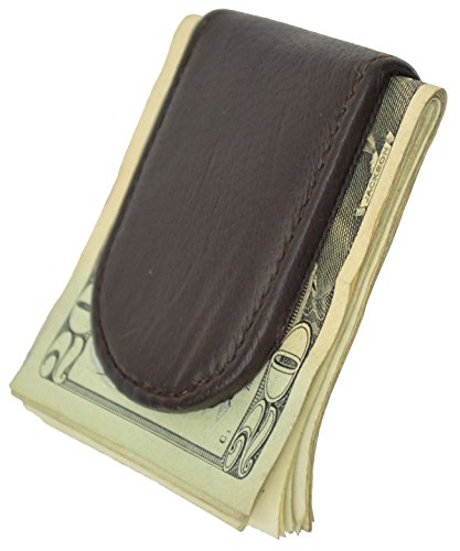 Slim Magnetic Genuine Leather Money Clip Brown Wallet2