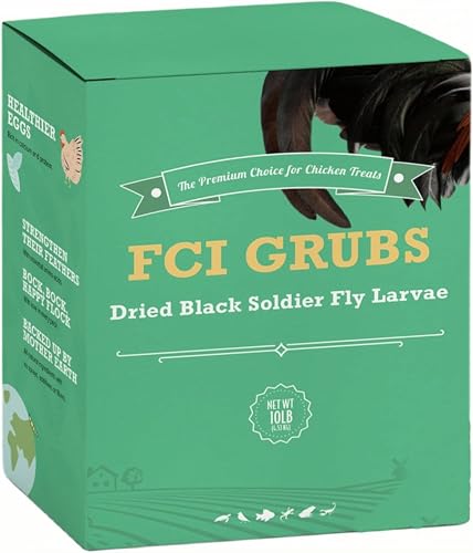 FCI GRUBS 10LB Dried Black Soldier Fly Larvae for Chickens High Calcium Non-GMO 60-100X More Calcium Than Mealworms Treat for Laying Hen Ducks Wild Birds Turtles