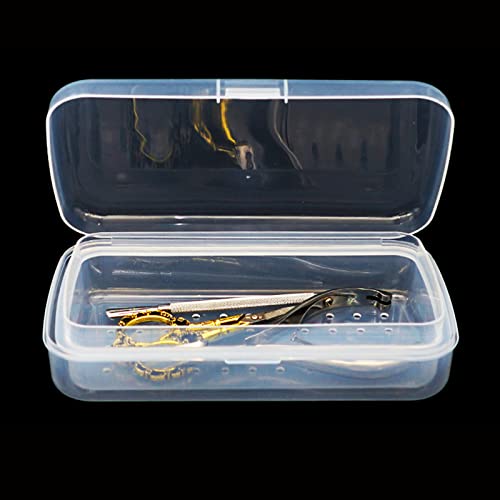 LXIANGN Caja esterilizadora de herramientas de uñas, bandeja de esterilización de plástico para pinzas, herramientas de uñas, peluquería, extensiones de pestañas, implemento de uñas para esteticista