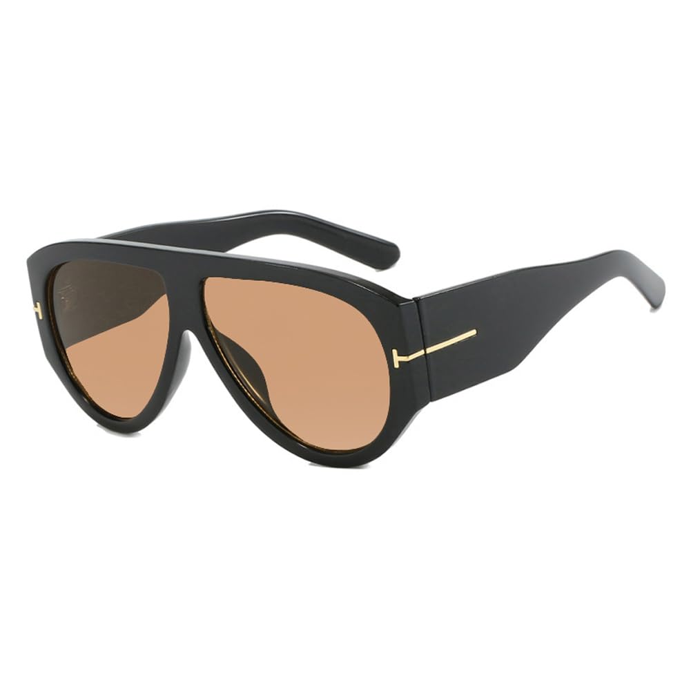 Lranolwxv Women's Black Brown Oversized Sunglasses Uv400 Protection Pilot Thick Temples Sun Glasses Luxury Sunnies Outdoor Travel Street