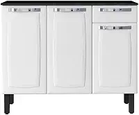 Balcão de Cozinha Itatiaia Aço 3 Portas 1 Gaveta Com Tampo Rose Branco Neve
