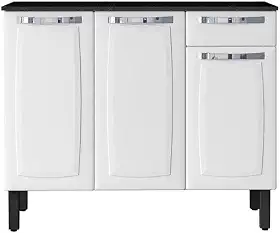 Balcão de Cozinha Itatiaia Aço 3 Portas 1 Gaveta Com Tampo Rose Branco Neve