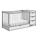 Graco Remi 4-In-1 Convertible Crib & Changer With Drawer (Pebble Gray & White) – GREENGUARD Gold Certified, Crib And Changing-Table Combo, Includes Changing Pad, Converts To Toddler Bed, Full-Size Bed