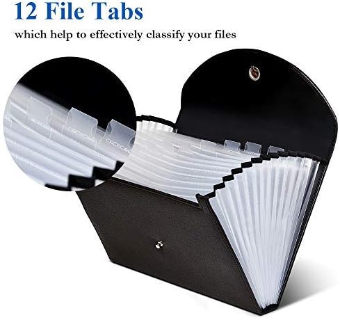 FHEAL Expanding File Folders PU Leather 13 Pockets Jackets A4 Letter Size Accordion Business File Organizer Professional Organizer Document with Tab (Brown 1 Pack 13 Pockets)