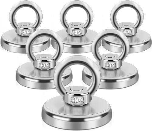 6個セット 超強力 マグネットフック 強力 磁石 フック 直径42MM 垂直負荷重60KG 超強磁力フック ネオジム磁石 防水耐食性 サルベージ用 キッチン収納フック 引き揚げ オーニング 壁掛け 浴室 戸外 倉庫用