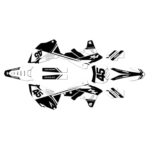 Kalair GFX Graphics Kit for Kawasaki KX250F (2013-2016) Enigma Series Black White 16 Mil-Dirt bike Custom Racing Graphics Decals Stickers Kit, no-plastics
