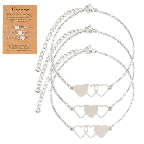 Imagen de CEJAS 3 Piezas Pulsera de la Amistad para 3 con Colgantes de Corazón