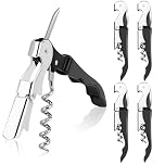 Coosion Waiter's Friend Corkscrew Wine Opener, Wine Bottle Opener with Foil Cutter & Bottle Opener, Professional Waiters Friend for Wine & Beer Bottles, Foldable Portable Corkscrew, 5 Pack