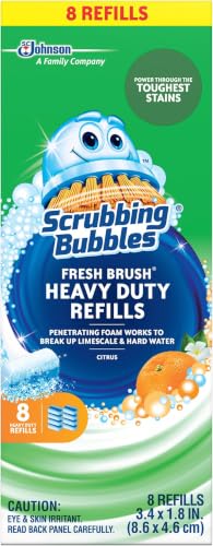 Image of Scrubbing Bubbles Toilet Bowl Wand Cleaner Refills, Fresh Brush Heavy Duty Cleaner Toilet Refill Pads, Removes Limescale & Odors, Citrus Scent, 8 Count (Pack of 8)
