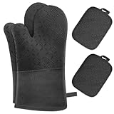 Photo Gallery set di 4 guanti da forno e presine da cucina - milcea guanti forno alta temperatura fino a 300°c, silicone antiscivolo, morbido, guanto da forno estesi per cucinare, grigliare, cuocere, nero Photo Gallery set di 4 guanti da forno e presine da cucina - milcea guanti forno alta temperatura fino a 300°c, silicone antiscivolo, morbido, guanto da forno estesi per cucinare, grigliare, cuocere, nero