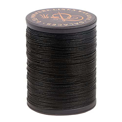 FANDOL 100% Natural Linen Thread Waxed Thread for Bookbingding, Leather Sewing, Beading or Macrame (Black)