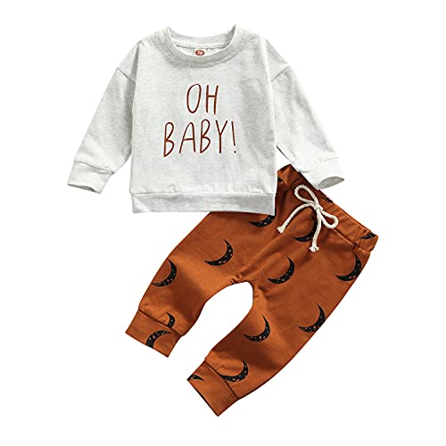 Image of Booraho Toddler Baby Boy Clothes Sets Long Sleeve Hooded Shirt Top Solid Pants Sets 2Pcs Autumn/Winter Outfit