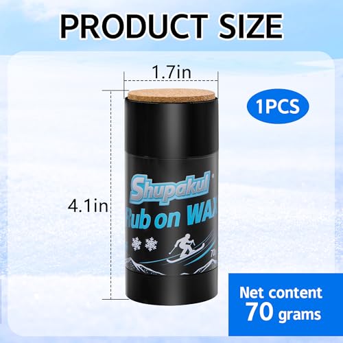 image for Shupakul 70g Rub on Snowboard Wax, Portable Quick Ski Wax with Cork Ap