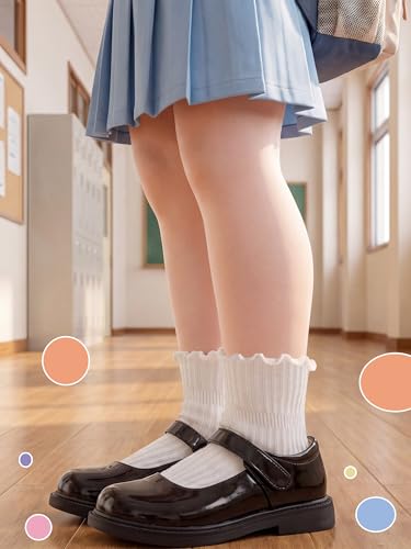 Image of Baby Toddler Girls Socks Grip Ruffle Non Slip Kids Cotton 12 Pack Socks | Premium Soft Cotton,Full Anti-Slip Grips,6 Month-7T Grippy Crew Socks for Girls,Daily School All Season Wear,Cute Ruffle Edge