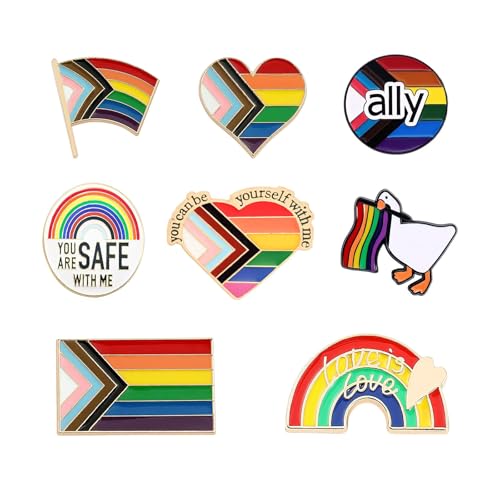 Image of Embrace love and Pride With Our Gay Rainbow Flag Enamel Brooch. A Fashion Bloom Declaration, this Set of 8 Pieces Adds Radiance to Backpacks, Clothing, and Accessories. Perfect as Gifts for Gay Parade Presents,Let the Six Colors of Love and Equality Shine.