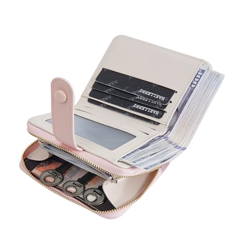 Belsmi Compact Small Leather Wallet, Dinosaur Print, For Women/Girls, Mini Bifold (Pink)2