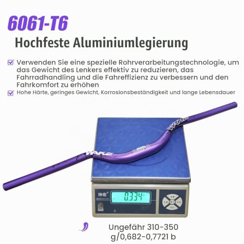 WAKE Fahrrad Lenker 31,8 × 720/780 mm Extra Langer Breiter 30/55 mm Höhe Riser Bar Aluminiumlegierung für Radfahren MTB Mountainbike… – Ansicht 3
