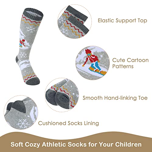 Zando Kids Ski Socks - Thermal Thick Warm Winter Snow Knee High Socks for Boys Skiing Snowboarding Ice Skating2