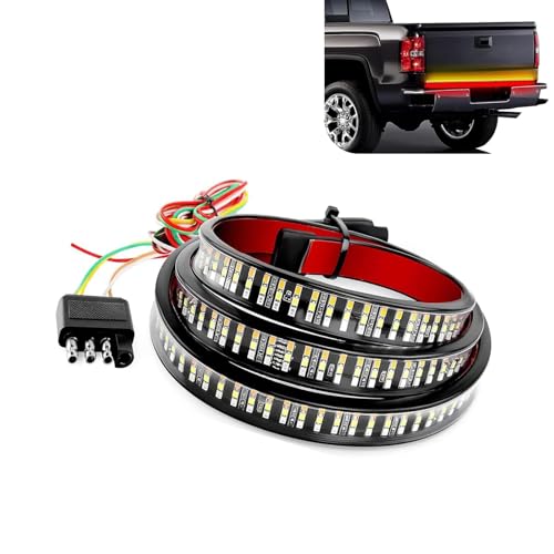 Image of Tailgate Light Bar, 60 inch Triple Row High Brightness Tailgate Light Strip, 12 V Waterproof Cool Streamer Decorative Lamps, for Most Cars Trailers RVs (Multicolored)